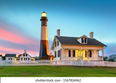 Tybee Island, Georgia, USA At The Lighthouse At Dusk.