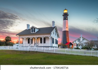 Tybee Island, Georgia, USA At The Lighthouse At Dusk.