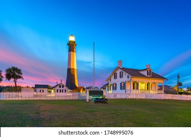 Tybee Island, Georgia, USA At The Lighthouse At Dusk.