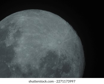 Tycho crater on the moon, March 6 2023. Tycho is a prominent lunar impact crater located in the southern lunar highlands, named after the Danish astronomer Tycho Brahe - Powered by Shutterstock