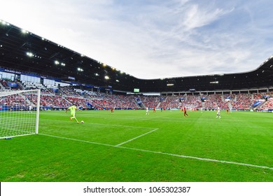 TYCHY, POLAND - JUNE 21, 2017: UEFA European Under-21 Championship  Match Group C Between Czech Republic - Italy 3:1. 