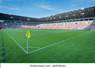 TYCHY, POLAND - JUNE 21, 2017: UEFA European Under-21 Championship  Match Group C Between Czech Republic - Italy 3:1. Stadium Aerial View.