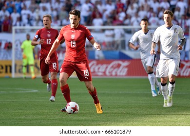 TYCHY, POLAND - JUNE 21, 2017: UEFA European Under-21 Championship  Match Group C Between Czech Republic - Italy 3:1. In Action Milan Havel.