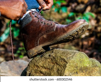 Tying The Boots Hiking