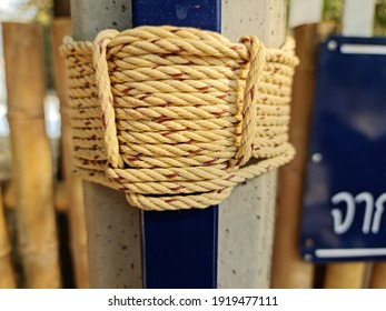 Tying The Hemp Rope To Secure Two Objects Together 