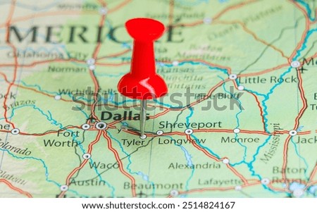 Tyler, Texas pinned on map