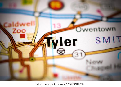 Tyler. Texas. USA On A Map