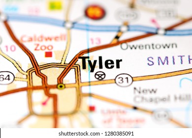 Tyler. Texas. USA On A Map