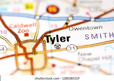 Tyler. Texas. USA On A Map