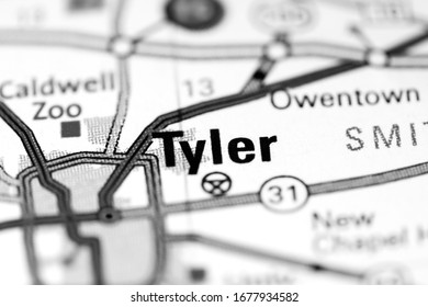 Tyler. Texas. USA On A Map