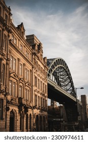 The Tyne Bridge against the beautiful building in Newcastle