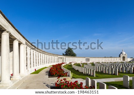 Tyne Cot World War One Cemetery, the largest British War cemetery in the world.  near Ypres, Leper, Flanders, Zonnebeke, Belgium
