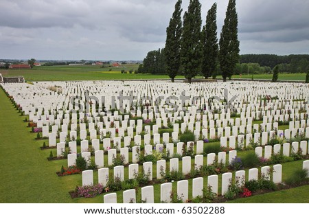 Tyne Cot World War One War Cemetery in Flanders, Belgium