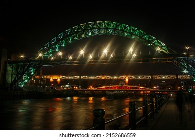 Tyne, Swing And High Level Bridge At Night