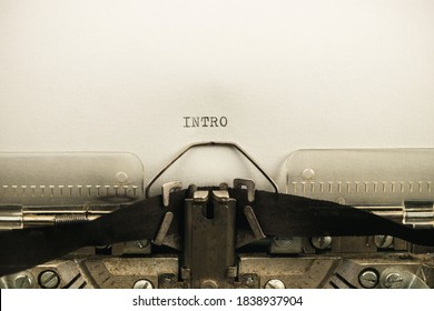 To Type Text Intro On A Vintage And Old Typewriter Close-up