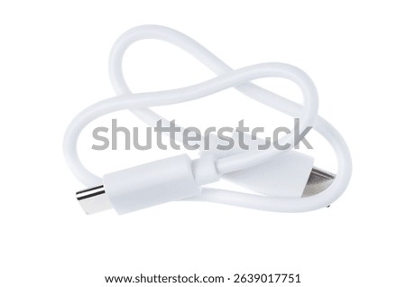 Type-C charging cable with USB connector on white backgroundDescription: