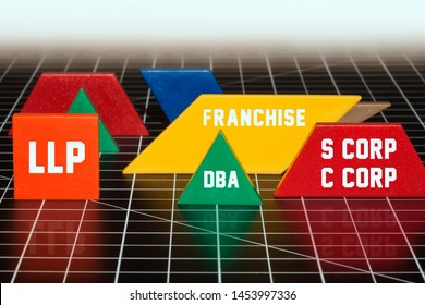 Types of business structures that dominate the market, LLP, DBA, franchise, S corp and C corporation.