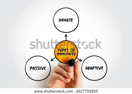 Types of immunity mind map text concept for presentations and reports