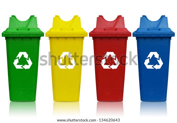 Types Recycling Bins Bin Green Yellow Stock Photo (Edit Now) 134620643