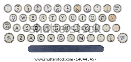 Typewriter buttons isolated