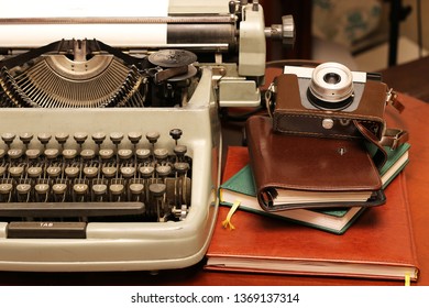 typewriter and camera retro