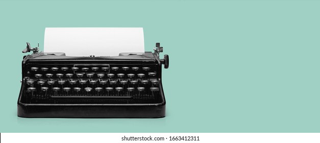 typewriter with paper sheet. Space for your text close up
