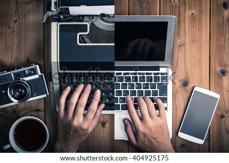 Typewriters and laptop