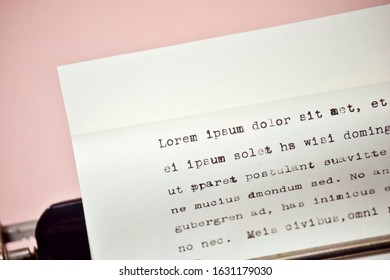 Typewritten Sheet Of Paper  With Lorem Ipsum Filler Text