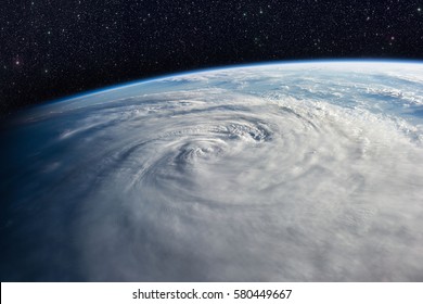 Typhoon Over Planet Earth - Satellite Photo. Elements Of This Image Furnished By NASA.