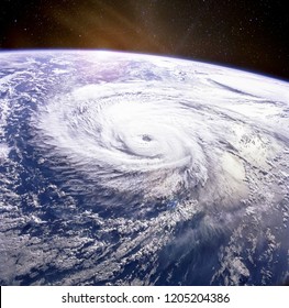 Typhoon. Satellite View. Elements Of This Image Furnished By NASA.