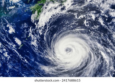 Typhoon Soulik. Two typhoons lined up in the Northwest Pacific Basin, tracking northwest toward Japan. Elements of this image furnished by NASA. - Powered by Shutterstock