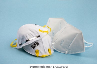 Typical American Made N95 Respirator And A Made In China KN95 Respirator Mask PPE For Protection Against Covid-19