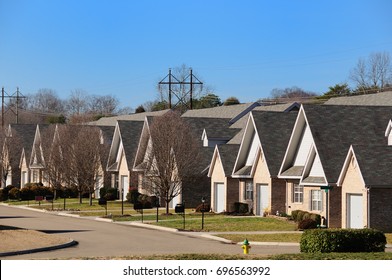 A Typical American Suburb Housing Subdivision In Knoxville Tennessee USA, On An Unusually Warm Winter Day In January.