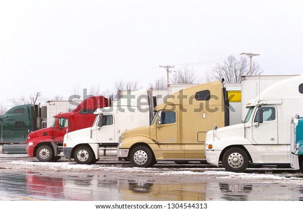 typical American trucks\
parked
