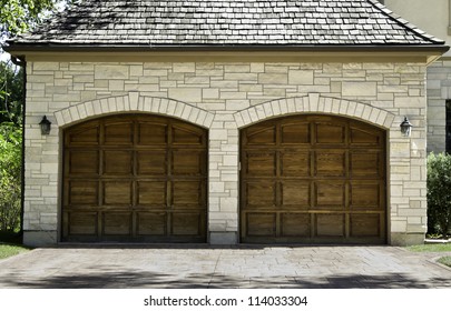 Typical American Two Car Wooden Oak Garage