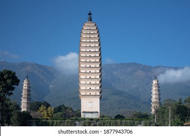 a typical ancient pagoda, The Chongsheng Temple. Text, “永镇山川” means 