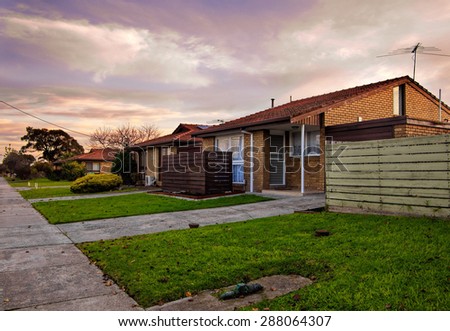 Typical Australian residential house in the evening