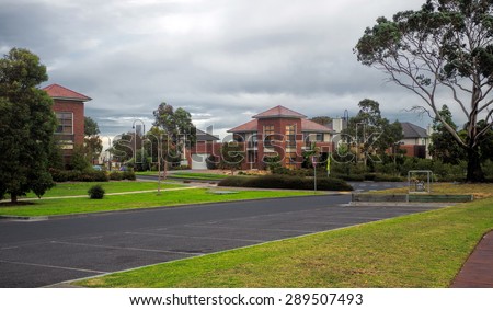 Typical Australian residential house in the evening