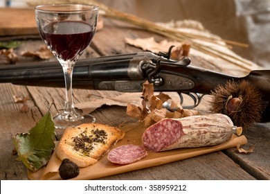 The Typical Autumn Food Of The Italian Hunting Tradition, Especially In Tuscany, Greeting Card, Italy