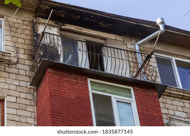 A Typical Balcony Of A Multi-storey Residential Building After A Minor Fire.