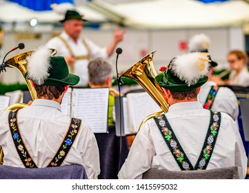 typical bavarian musician in a festival tent