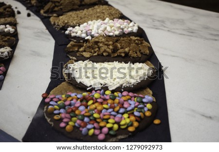 Typical Belgian artisan sweets, sugar dessert detail