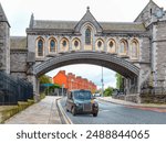 Typical black british taxi cab - Bridge of Sighs, New College Lane, Oxford, Oxfordshire, England   