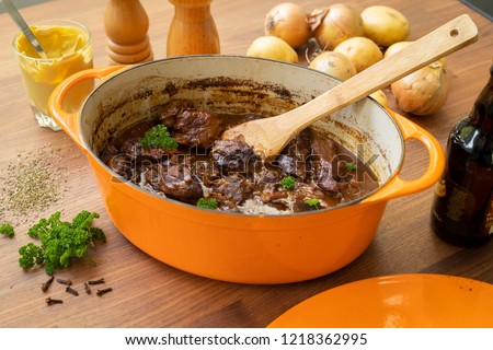 Typical Blegian beef stew flemish carbonnades
