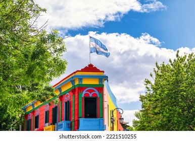 Typical brightly colored building on Caminito in La Boca, Buenos Aires, Argentina