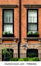 Typical Brownstone In Brooklyn Heights Neighborhood In Spring, NYC