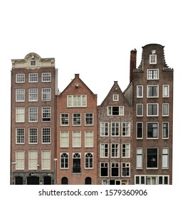 Typical canal houses in Amsterdam (
Netherlands) isolated on white background