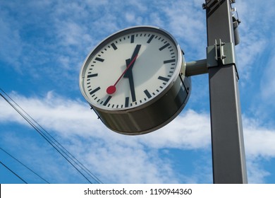 Typical Clock At Swiss Train Station