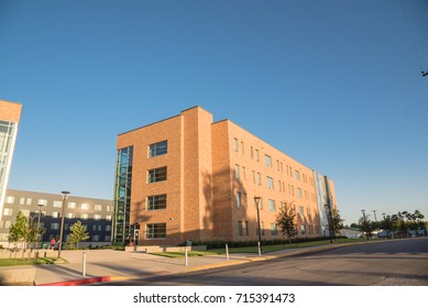 Typical College Campus In Texas, USA At Sunset.