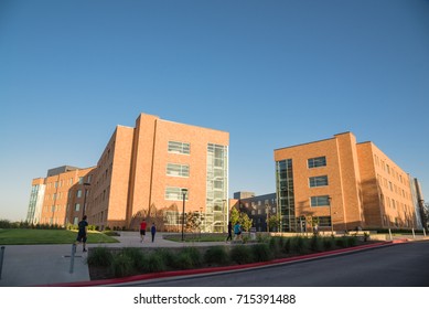 Typical College Campus In Texas, USA At Sunset.